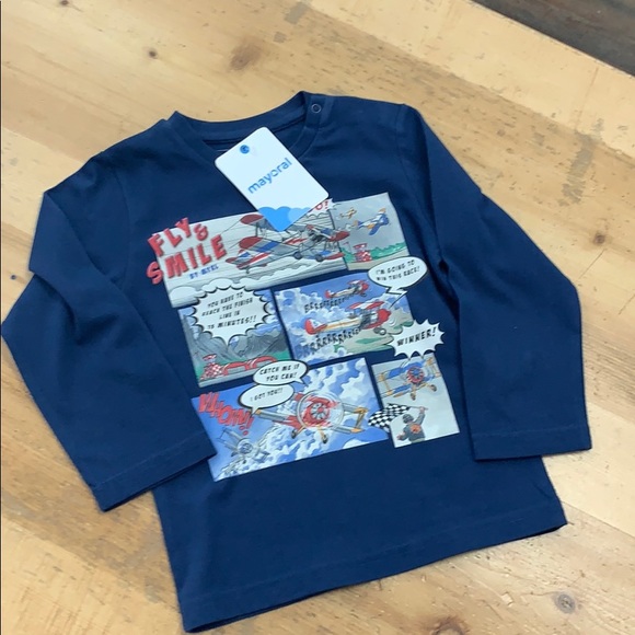 Navy boys long sleeve airplane T-shirt - Picture 1 of 6